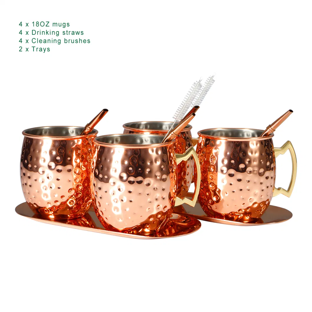 Custom Hot Sell Beer Cocktail Cups Party Hammer Copper Plated Stainless Steel Moscow Mule Mug