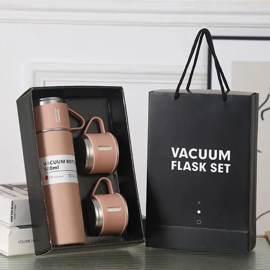 500ml Stainless Steel Thermos Leak Proof BPA-Free Double Wall Water Bottle Tea Cup Gift Set Vacuum Flask with Drinking Cup