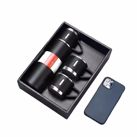 500ml Stainless Steel Thermos Leak Proof BPA-Free Double Wall Water Bottle Tea Cup Gift Set Vacuum Flask with Drinking Cup