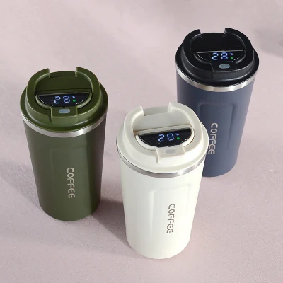 510ml 380ml Smart Touch Tumbler Temperatura Aço inoxidável Parede dupla isolada a vácuo Caneca de café térmica inteligente com tampa de exibição à prova de vazamentos