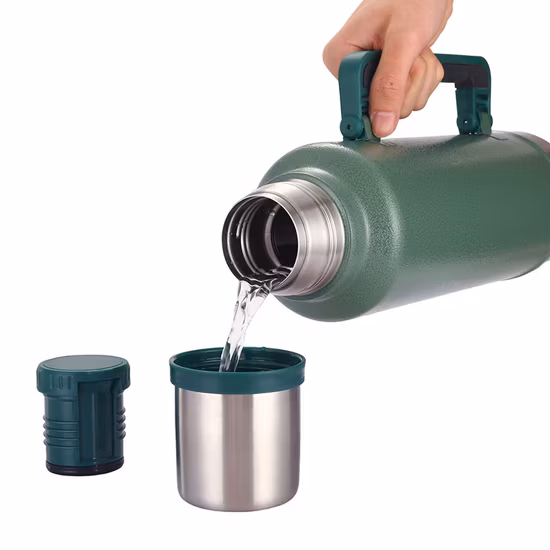 Grande capacidade 1.1 2 Qt vácuo isolado termicamente chaleira de água de aço inoxidável com copo para beber